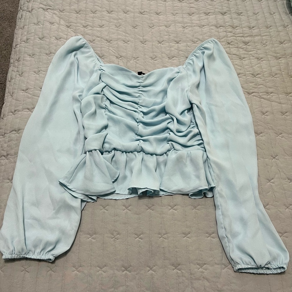 Elegant Pastel Powder Blue Women's Top